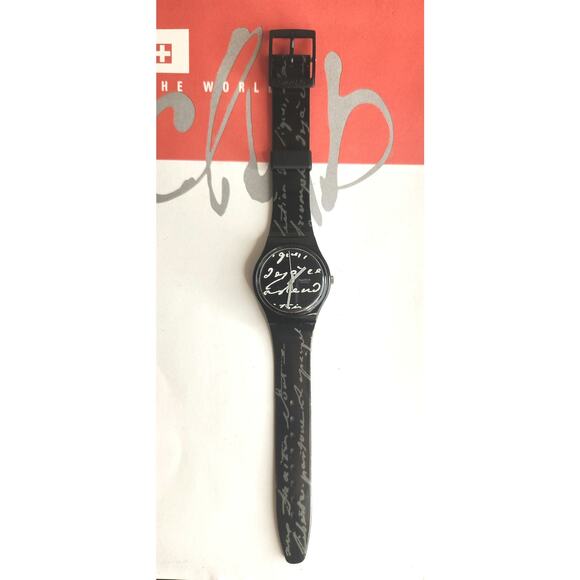 Swatch watch WHITE WRITING GB165 1995 Standard Gents Designed by Jennifer Morla - Picture 3 of 7
